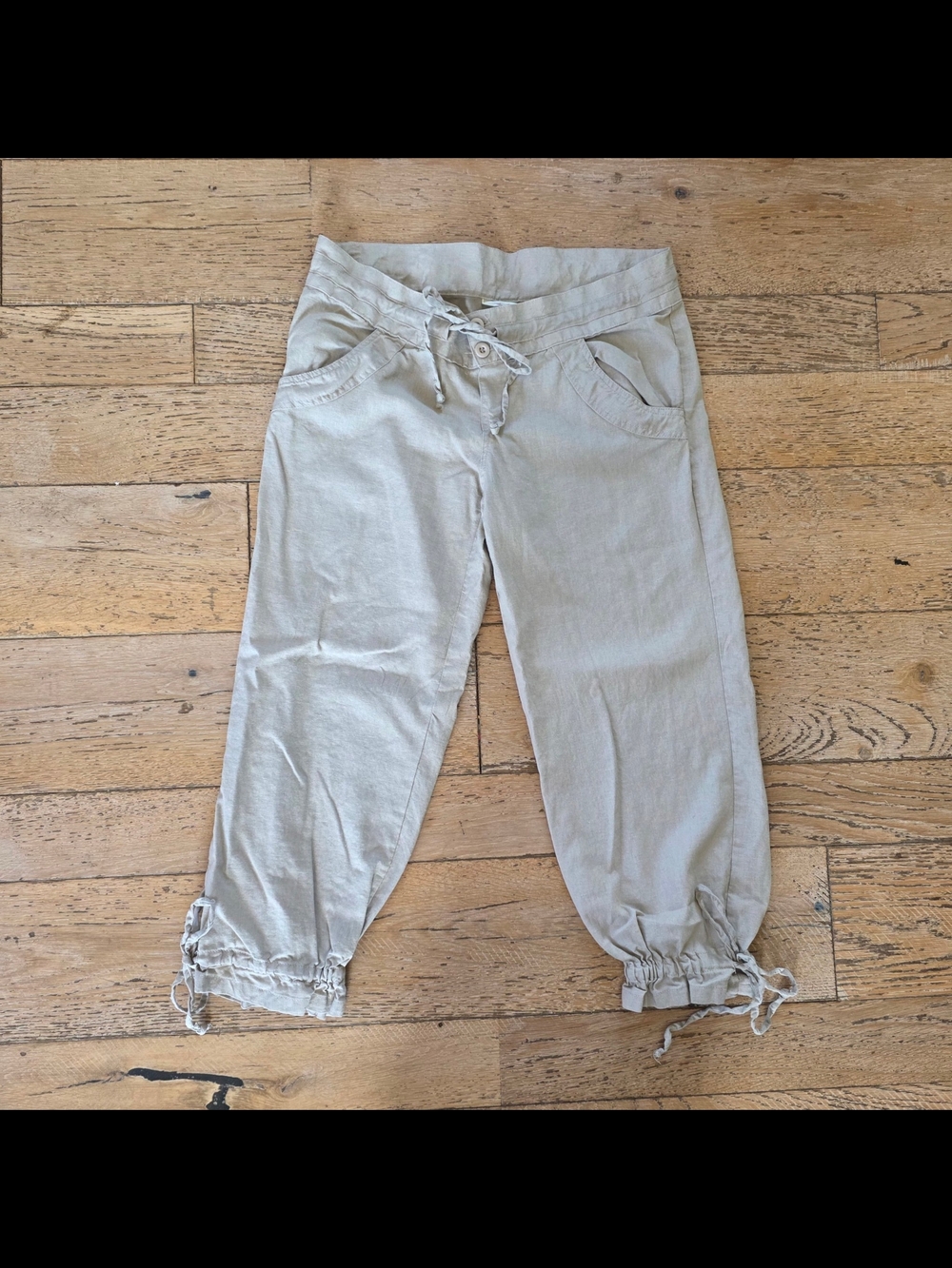 y2k Derek Heart Linen Blend Drawstring Capri Joggers